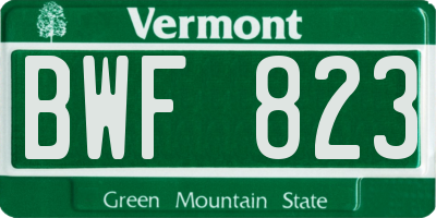 VT license plate BWF823