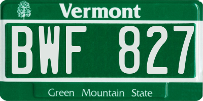 VT license plate BWF827