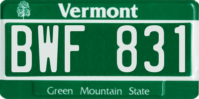 VT license plate BWF831