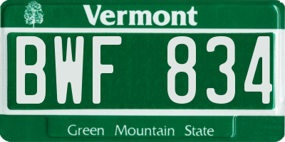 VT license plate BWF834