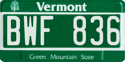 VT license plate BWF836