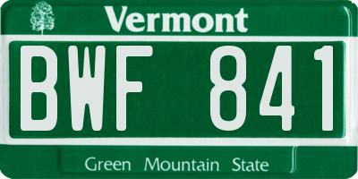 VT license plate BWF841