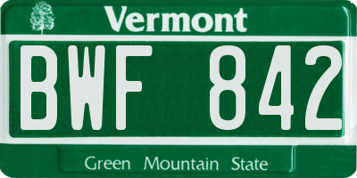 VT license plate BWF842