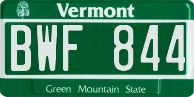 VT license plate BWF844