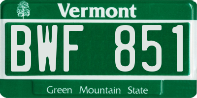 VT license plate BWF851