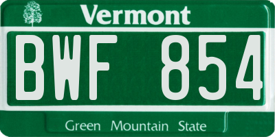 VT license plate BWF854