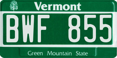 VT license plate BWF855