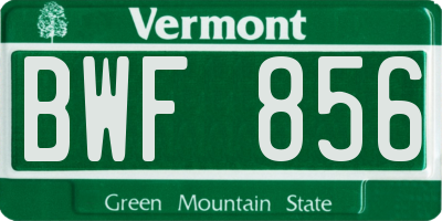 VT license plate BWF856