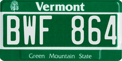 VT license plate BWF864