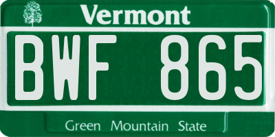 VT license plate BWF865