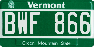 VT license plate BWF866