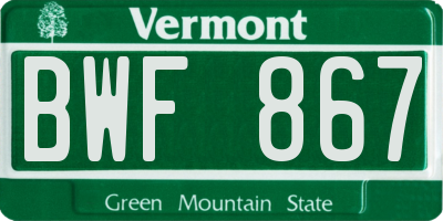 VT license plate BWF867