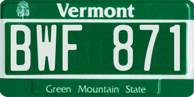 VT license plate BWF871