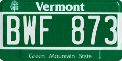 VT license plate BWF873