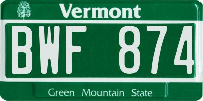 VT license plate BWF874