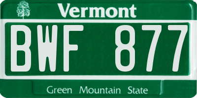 VT license plate BWF877