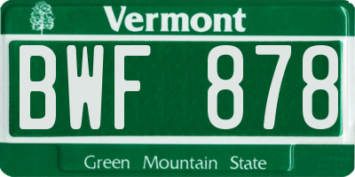 VT license plate BWF878