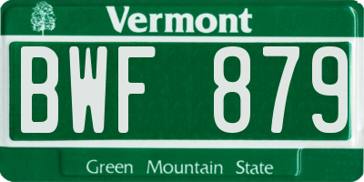 VT license plate BWF879