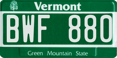 VT license plate BWF880