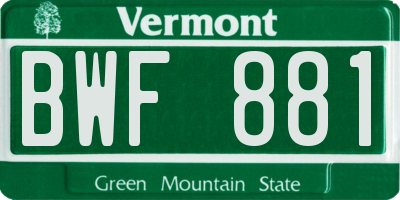 VT license plate BWF881