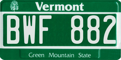 VT license plate BWF882