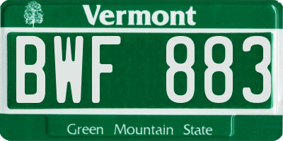 VT license plate BWF883