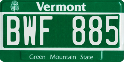VT license plate BWF885