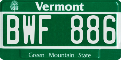 VT license plate BWF886