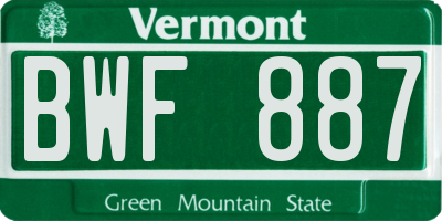 VT license plate BWF887