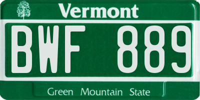 VT license plate BWF889