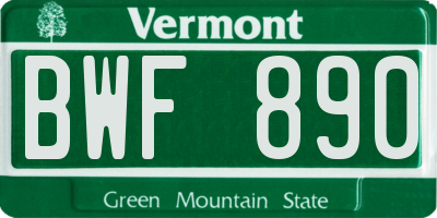 VT license plate BWF890