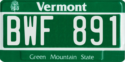 VT license plate BWF891