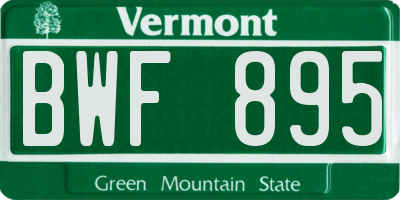 VT license plate BWF895