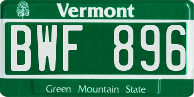 VT license plate BWF896