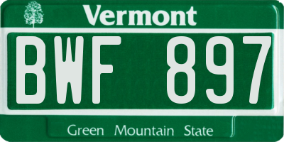 VT license plate BWF897