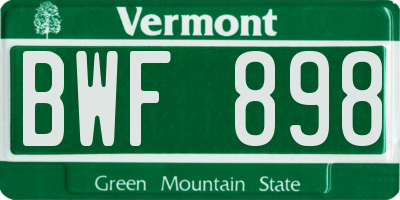 VT license plate BWF898
