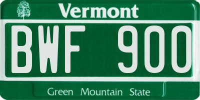 VT license plate BWF900
