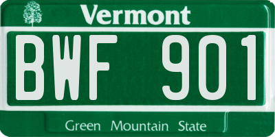 VT license plate BWF901