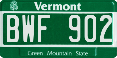 VT license plate BWF902