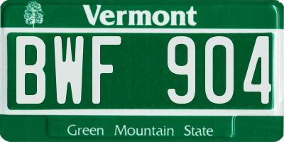 VT license plate BWF904