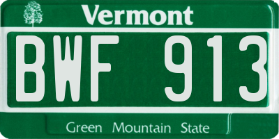 VT license plate BWF913
