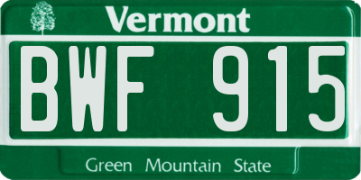 VT license plate BWF915