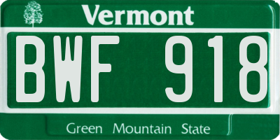 VT license plate BWF918