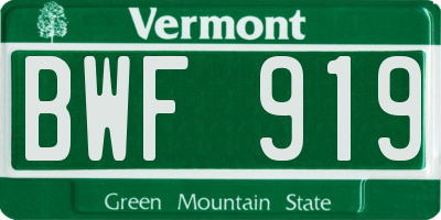 VT license plate BWF919