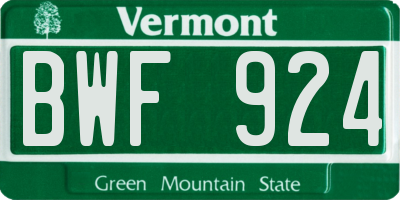 VT license plate BWF924