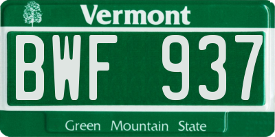 VT license plate BWF937