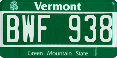 VT license plate BWF938