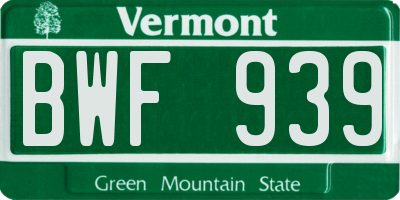VT license plate BWF939