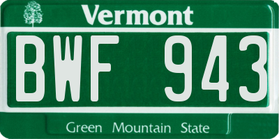 VT license plate BWF943