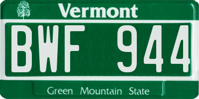 VT license plate BWF944